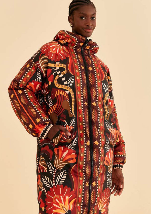 FARM-PALMS PARADISE SAND REVERSIBLE PUFFER JACKET-JUST BRAZIL