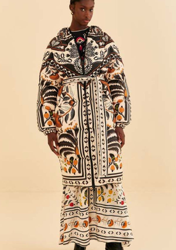 FARM-PALMS PARADISE SAND REVERSIBLE PUFFER JACKET-JUST BRAZIL
