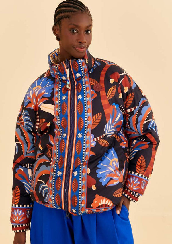 FARM-AINIKA SPARKLE REVERSIDE PUFFER JACKET-JUST BRAZIL