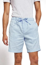 Frescobol-Felipe Str Linen Shorts Pale Blue-JustBrazil