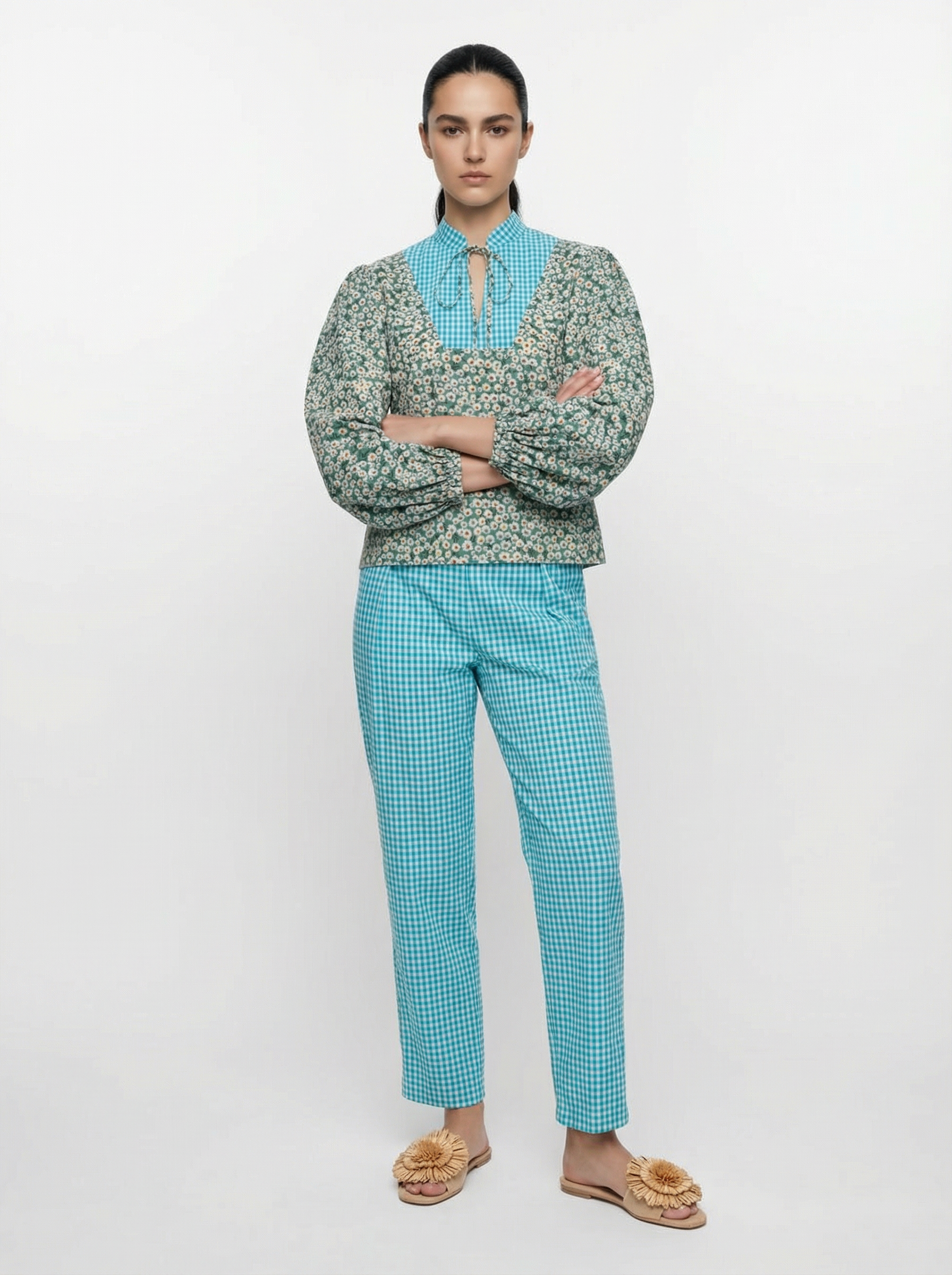 Nubia Turquoise Karo Pants