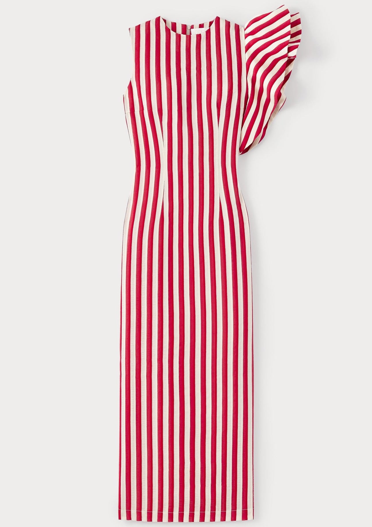 Destree-Franz Stripes  Red & Ecru Dress-Justbrazil