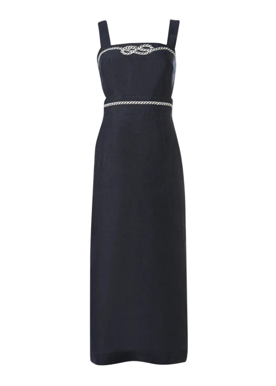 Desis Navy Blue Linen Dress