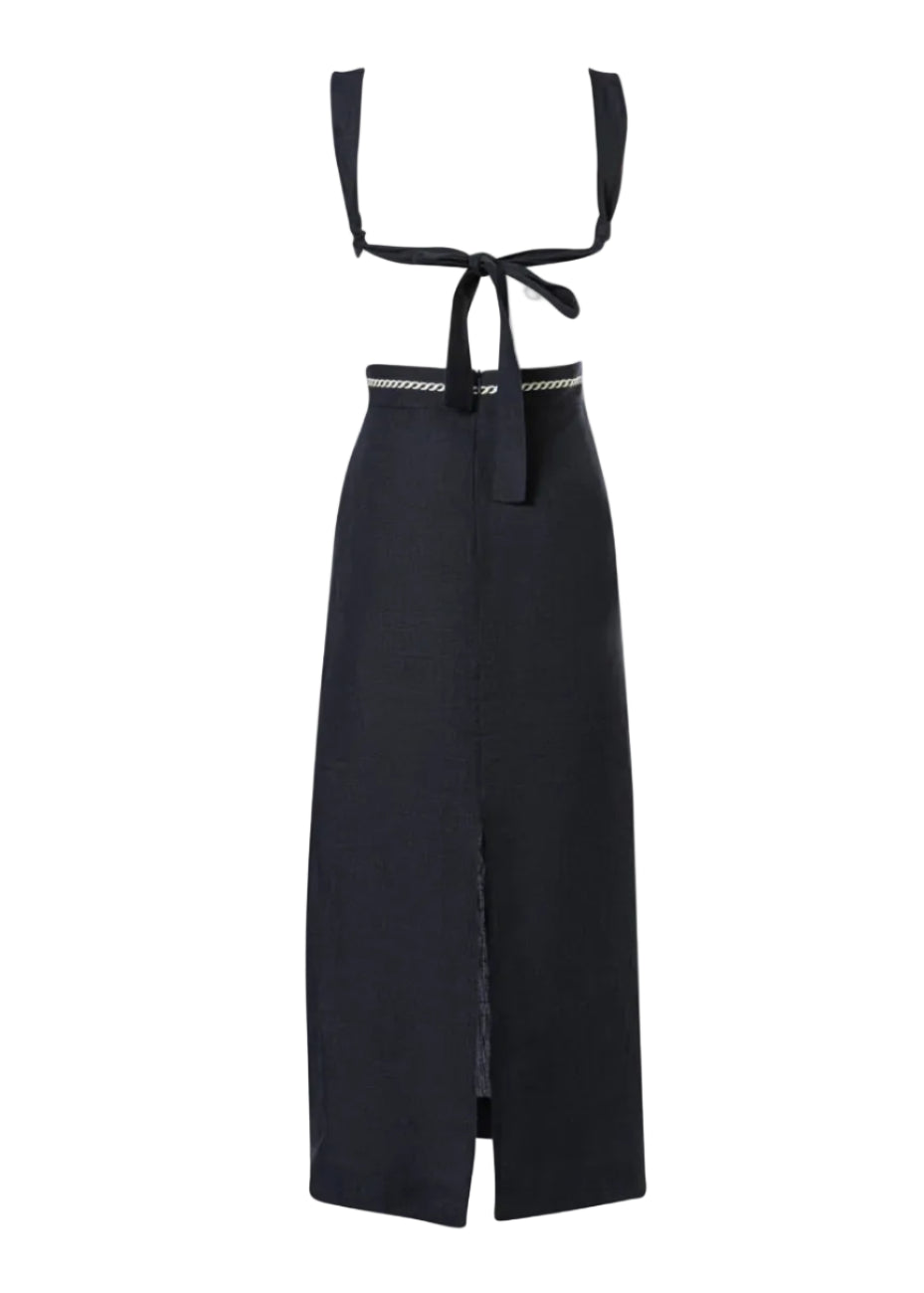 Desis Navy Blue Linen Dress