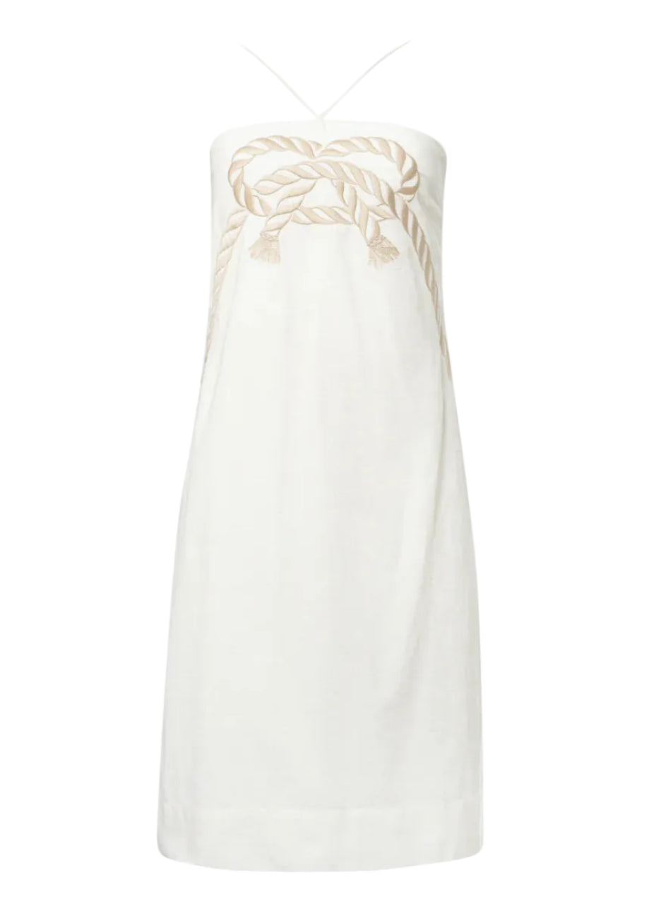 Marina Off White Mini Halter Dress