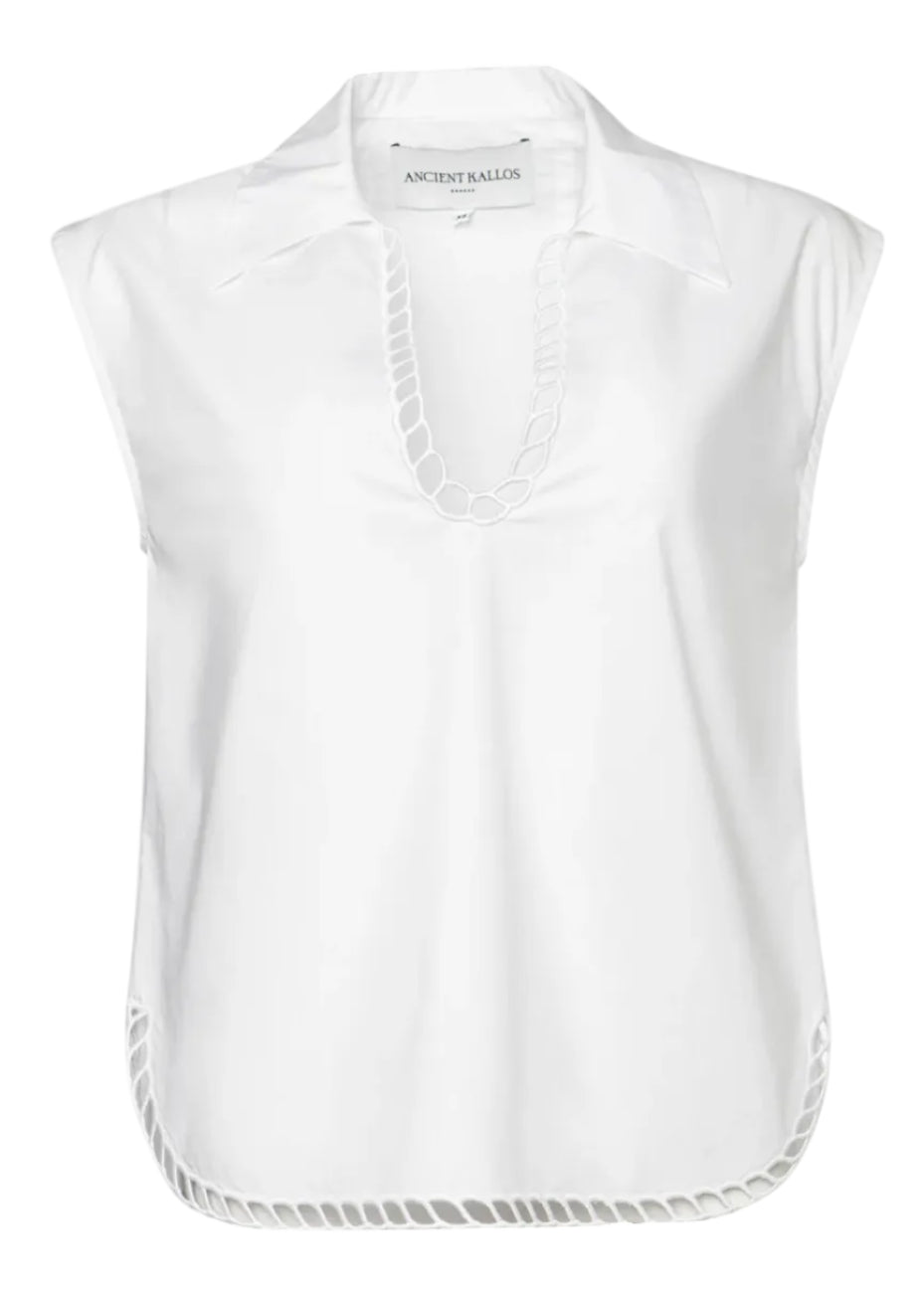 Schinousa White Embroidered Top