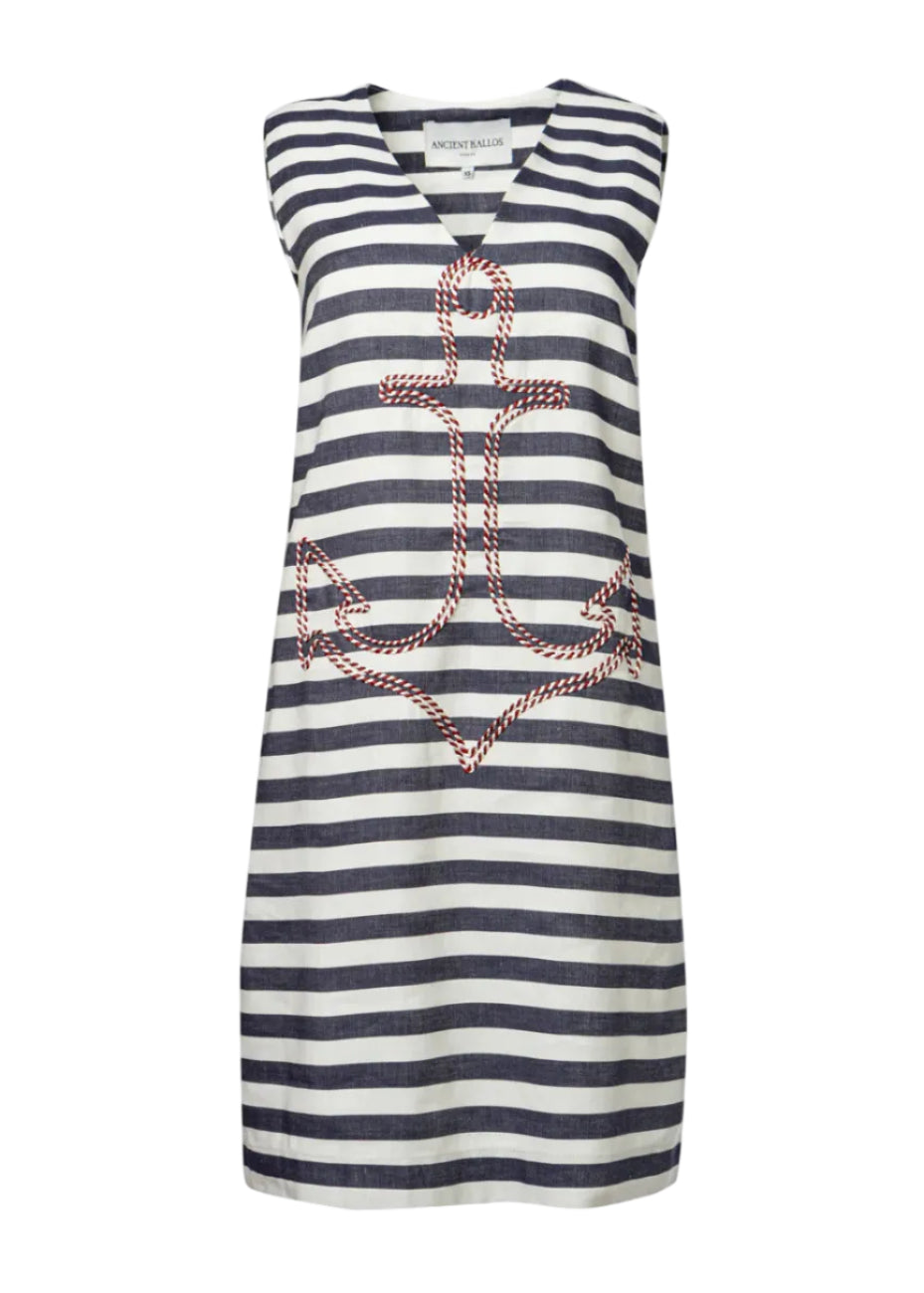 Anchor Embroidered Stripped Dress