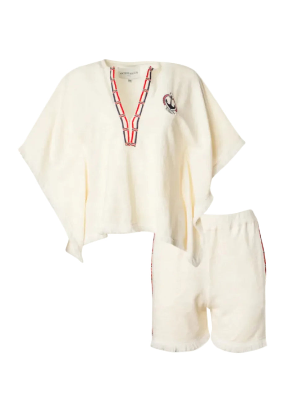 Ploes Embroidered Creme Beach Set