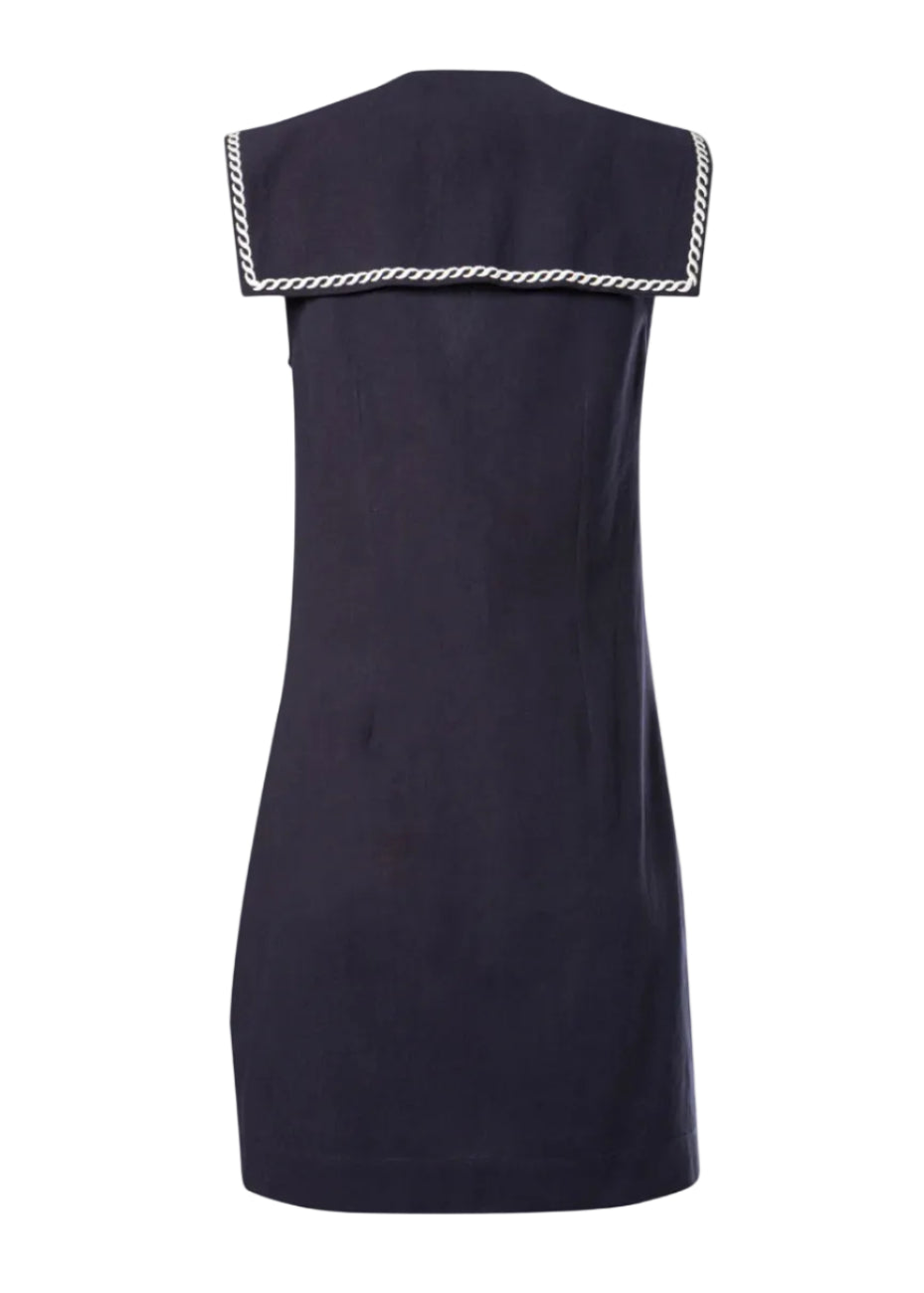Desis Sailor Tie Navy Blue Mini Shirt Dress