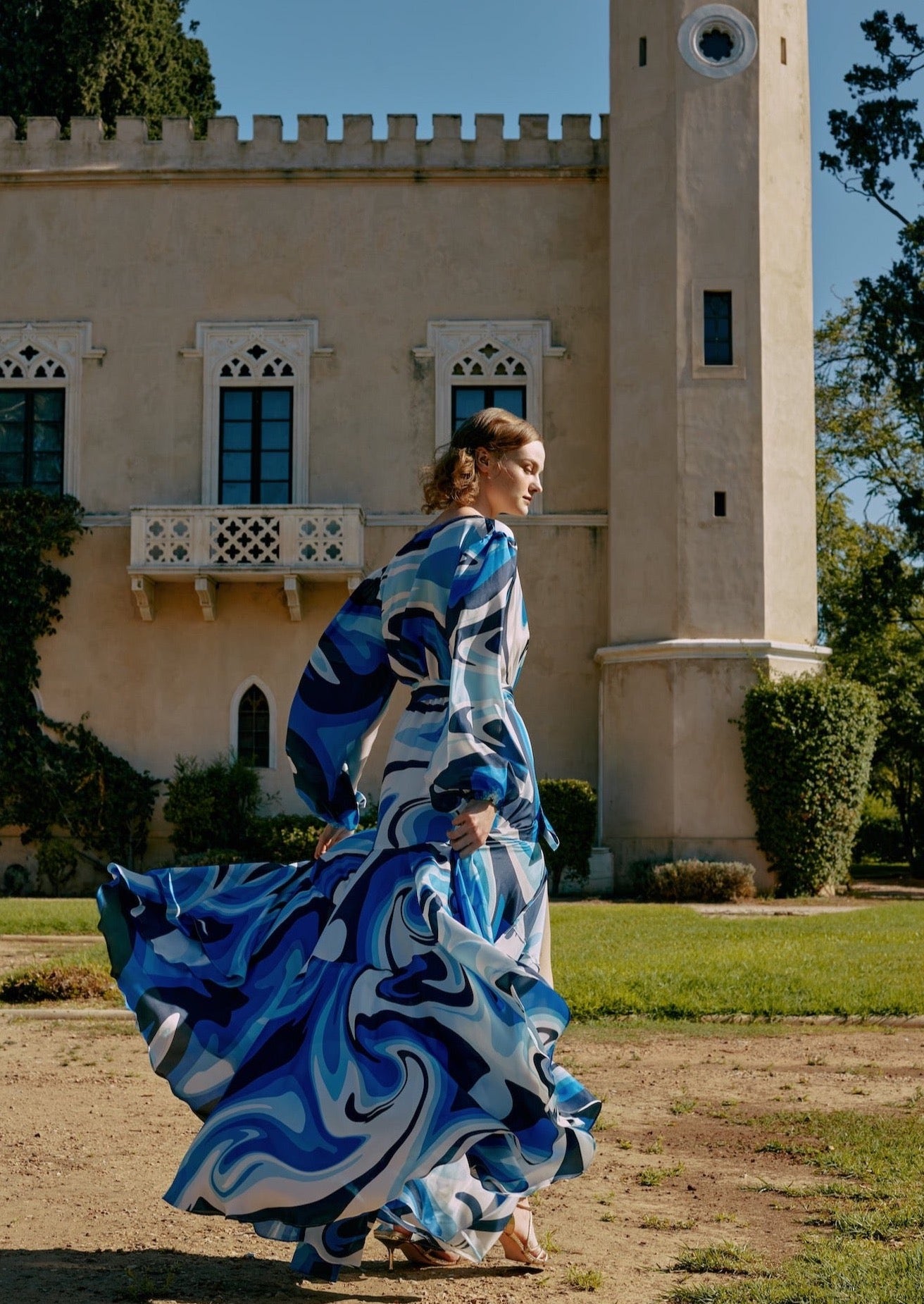 Galeria-Ivy Liquid Blue Silk Dress-Justbrazil