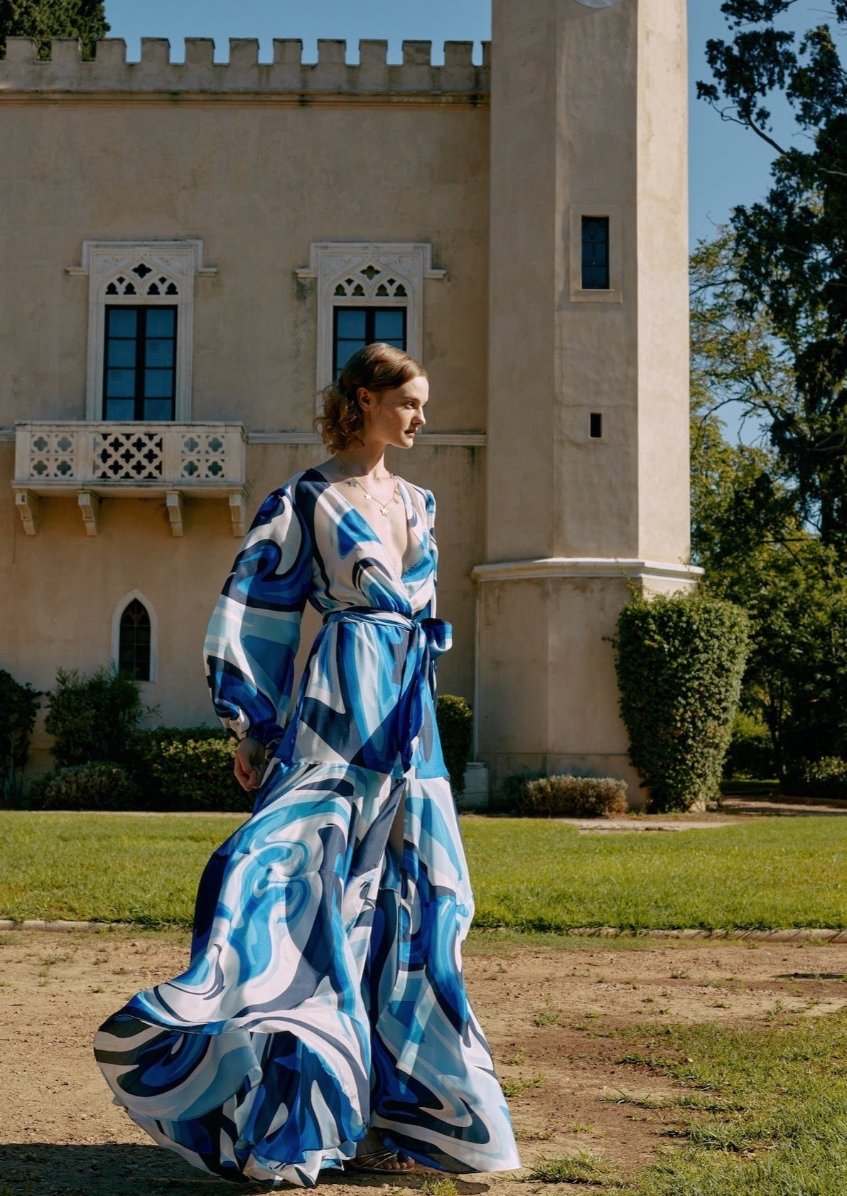 Galeria-Ivy Liquid Blue Silk Dress-Justbrazil