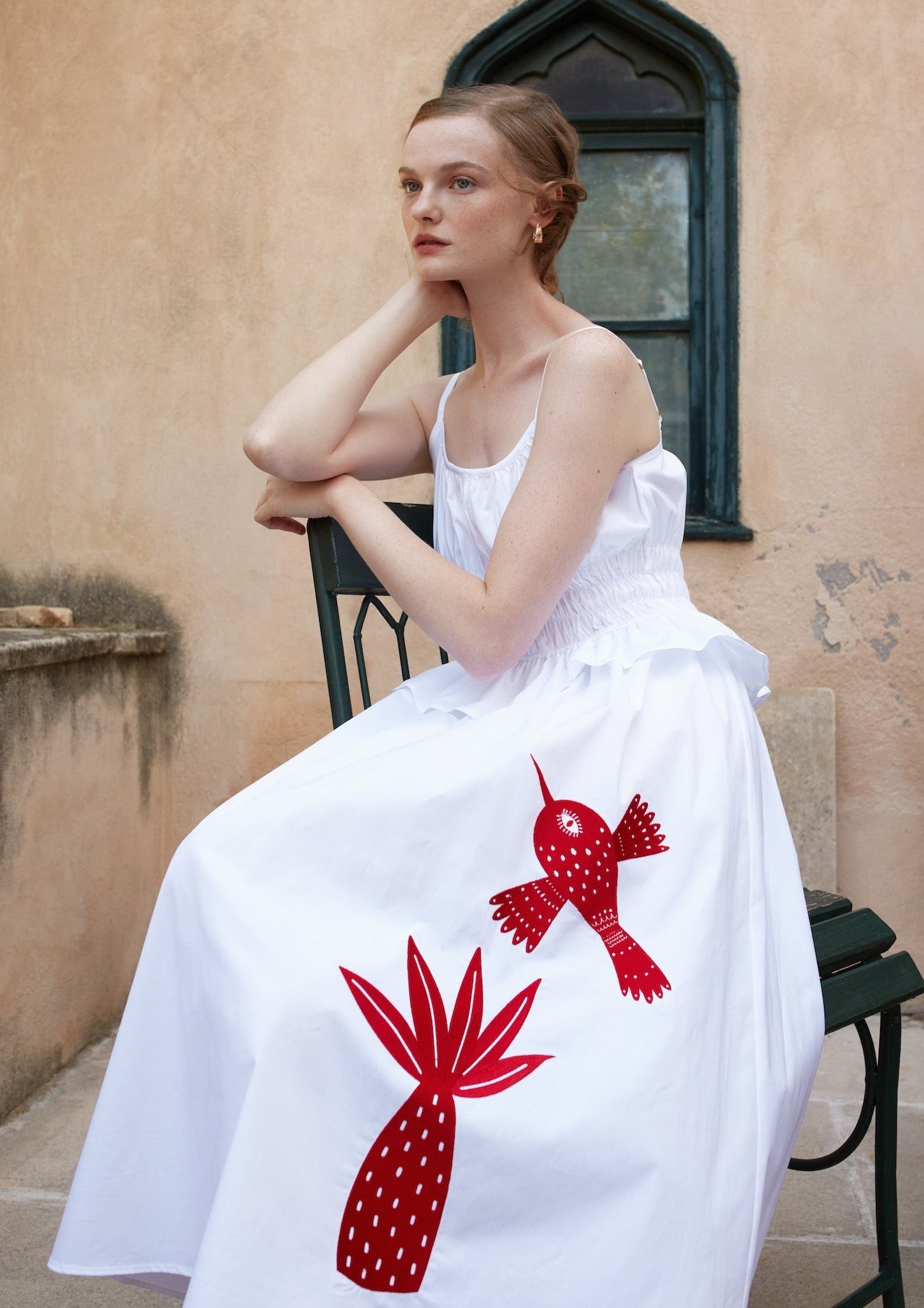 Galeria-Dayse Birds & Palm White Dress-Justbrazil