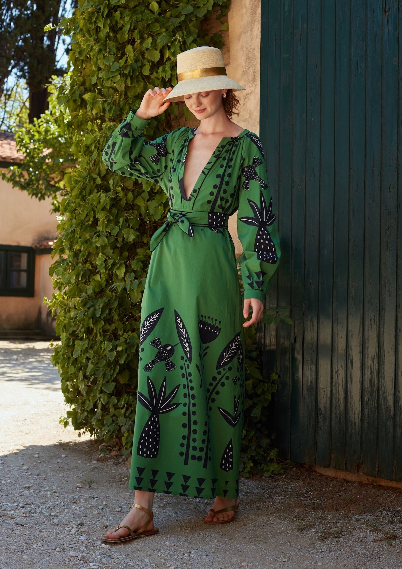 Galeria-Dhalia Floresta Green Dress-Justbrazil