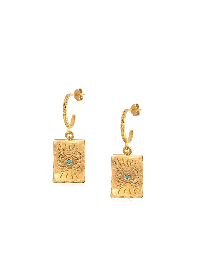 Holly Blue Eye Mini Hammered Hoops