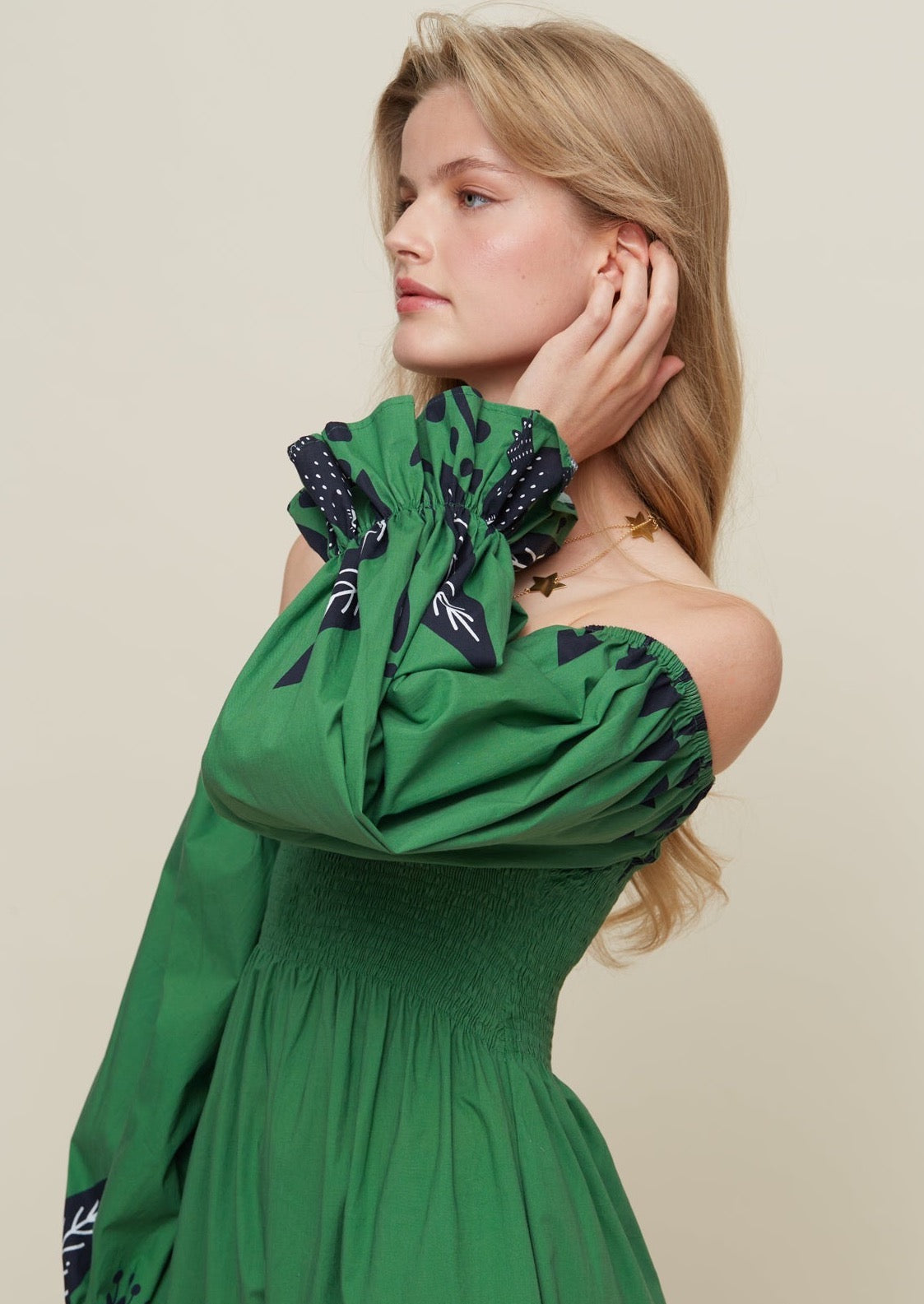 Galeria-Hortencia Floresta Green Dress-Justbrazil