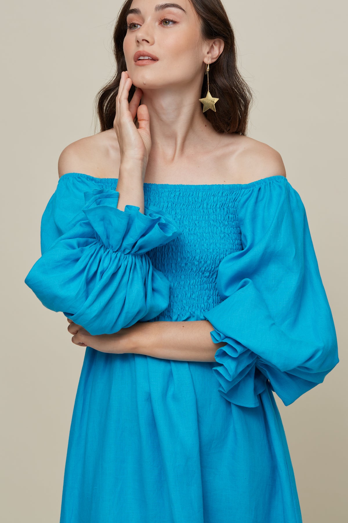 Galeria-Hortencia Turquoise Dress-Justbrazil