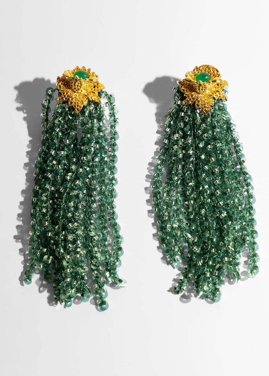 Tassel Dangle Earrings Green