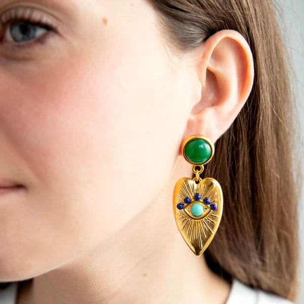 Amore Green Dangle Earrings