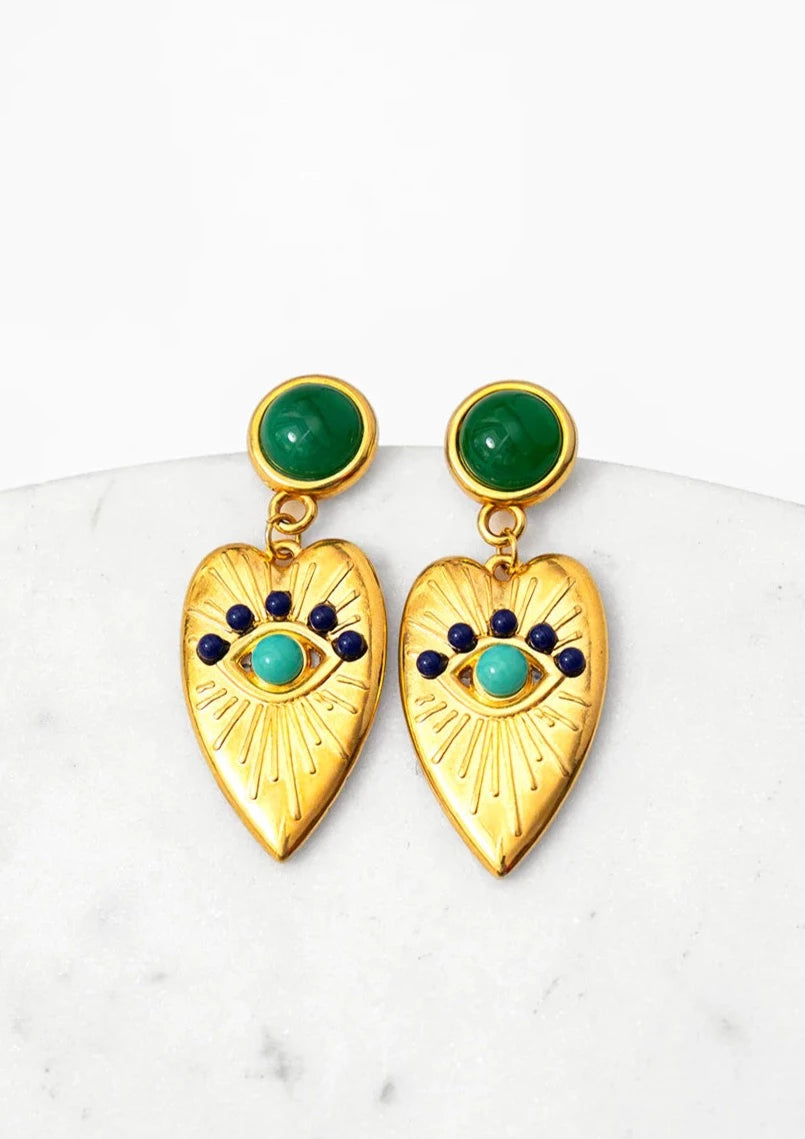 Amore Green Dangle Earrings
