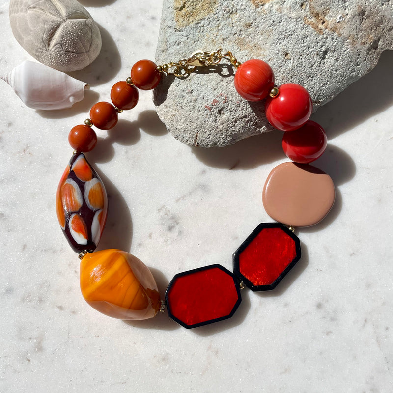 Murano Short Necklace Red