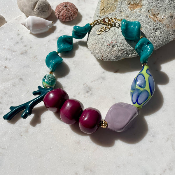 Murano Short Necklace Purple