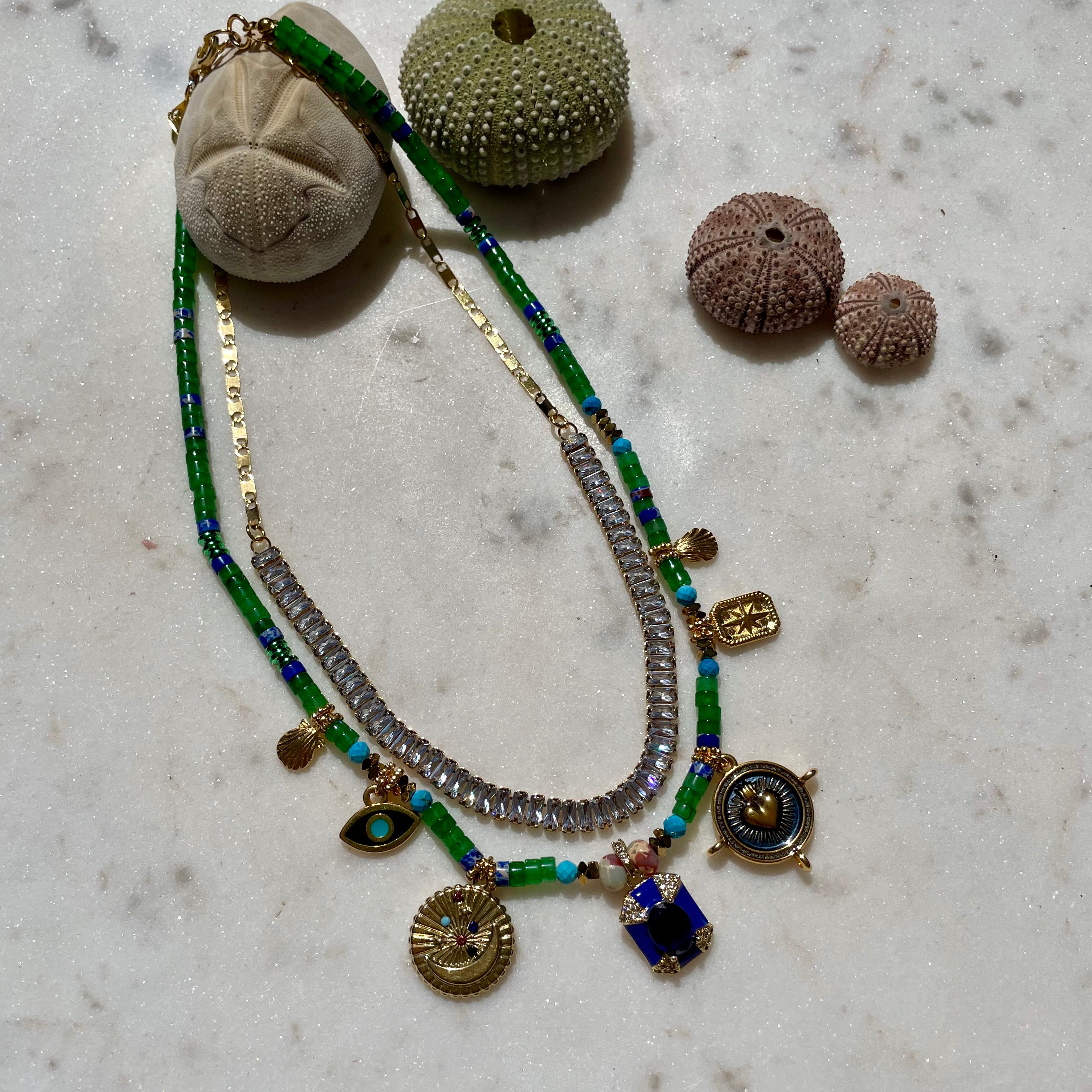 Charm Short Necklace Green