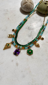 Charm Short Necklace Aqua
