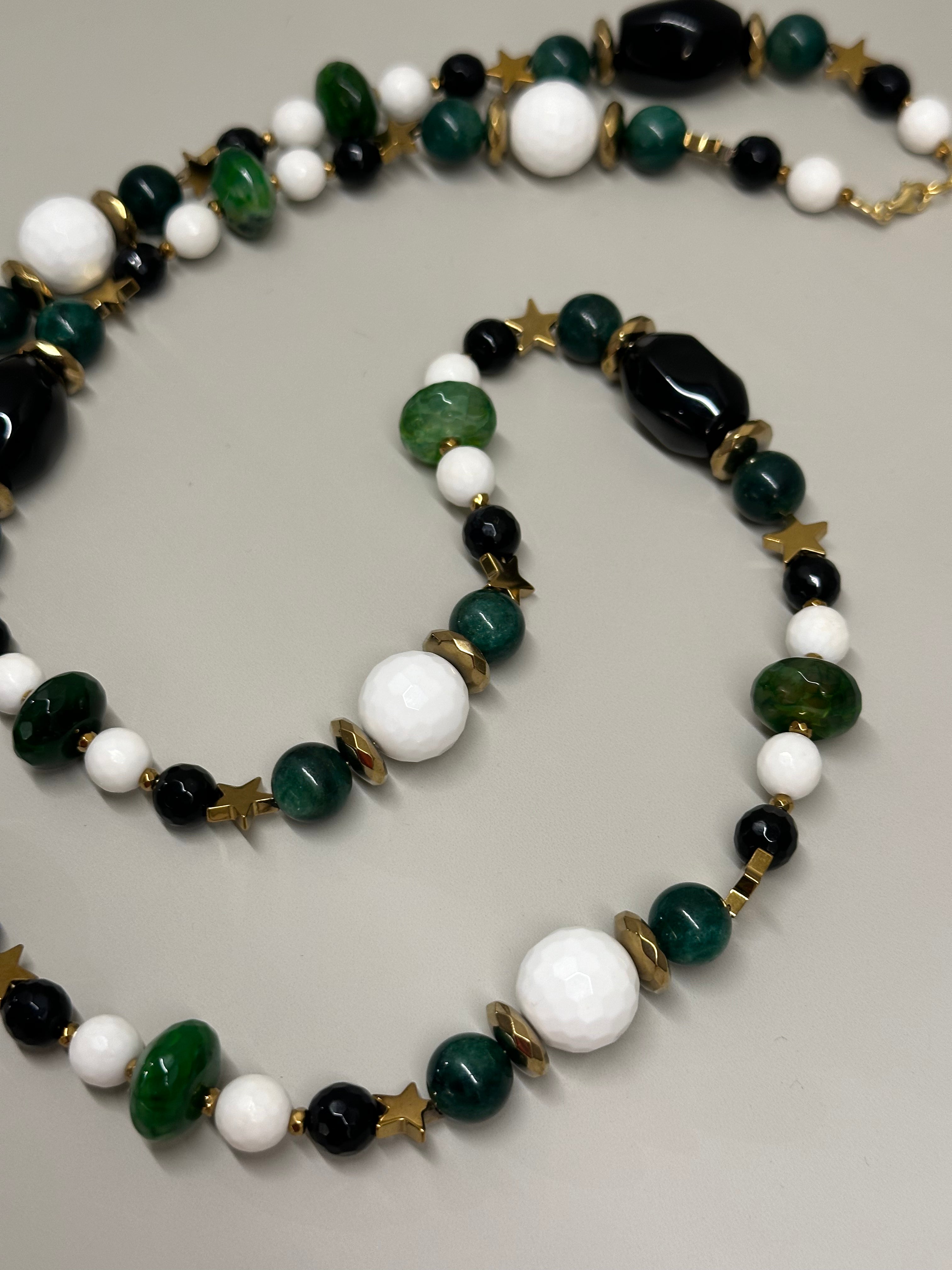Floresta Green & Black Long Necklace