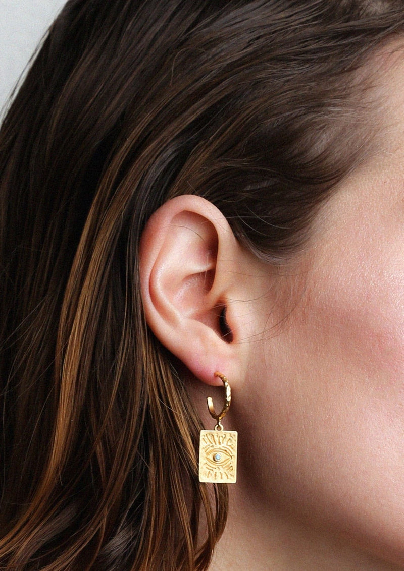 Holly Blue Eye Mini Hammered Hoops