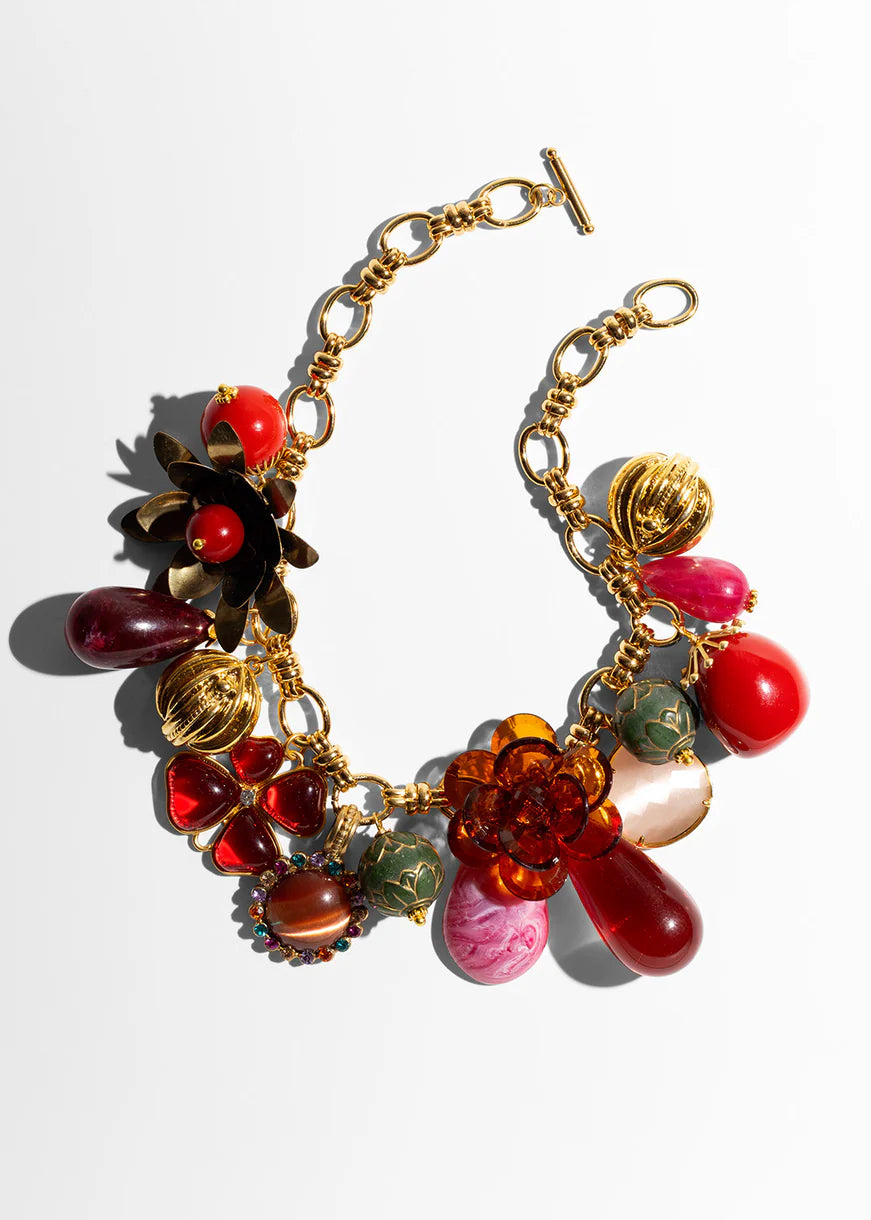 Olivia Flower Short Necklace Red