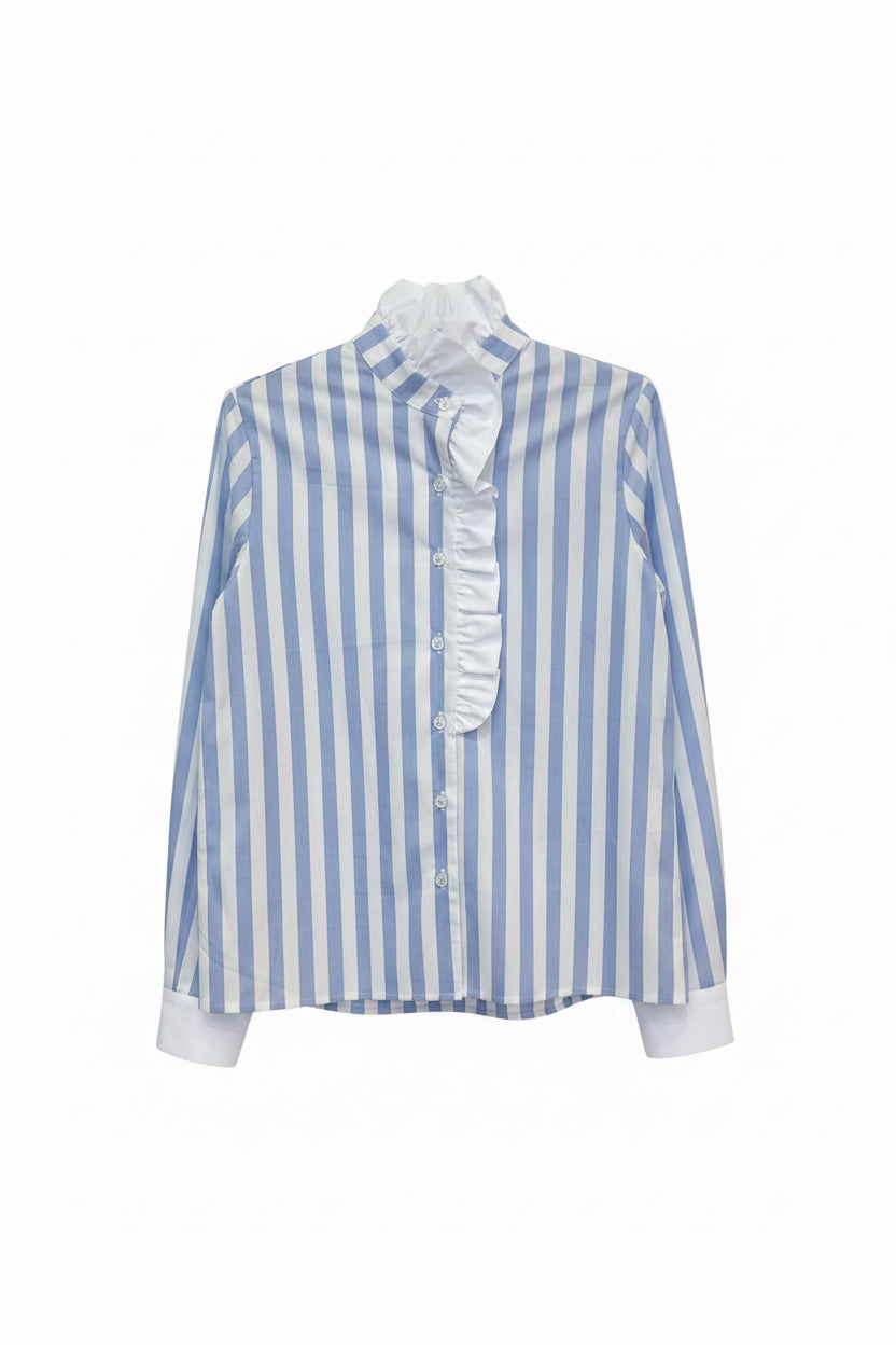 Olivia Mega Stripes Ciel Blue Blouse