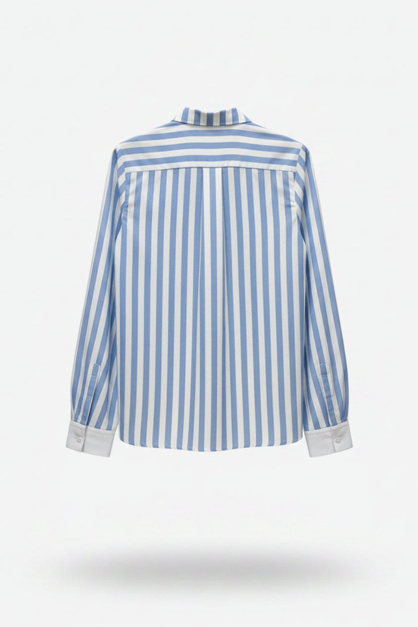 Olivia Mega Stripes Ciel Blue Blouse