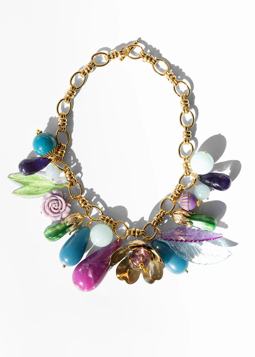 Olivia Flower Short Necklace Violet