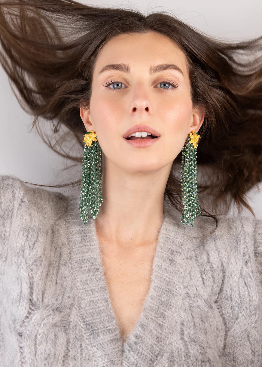 Tassel Dangle Earrings Green