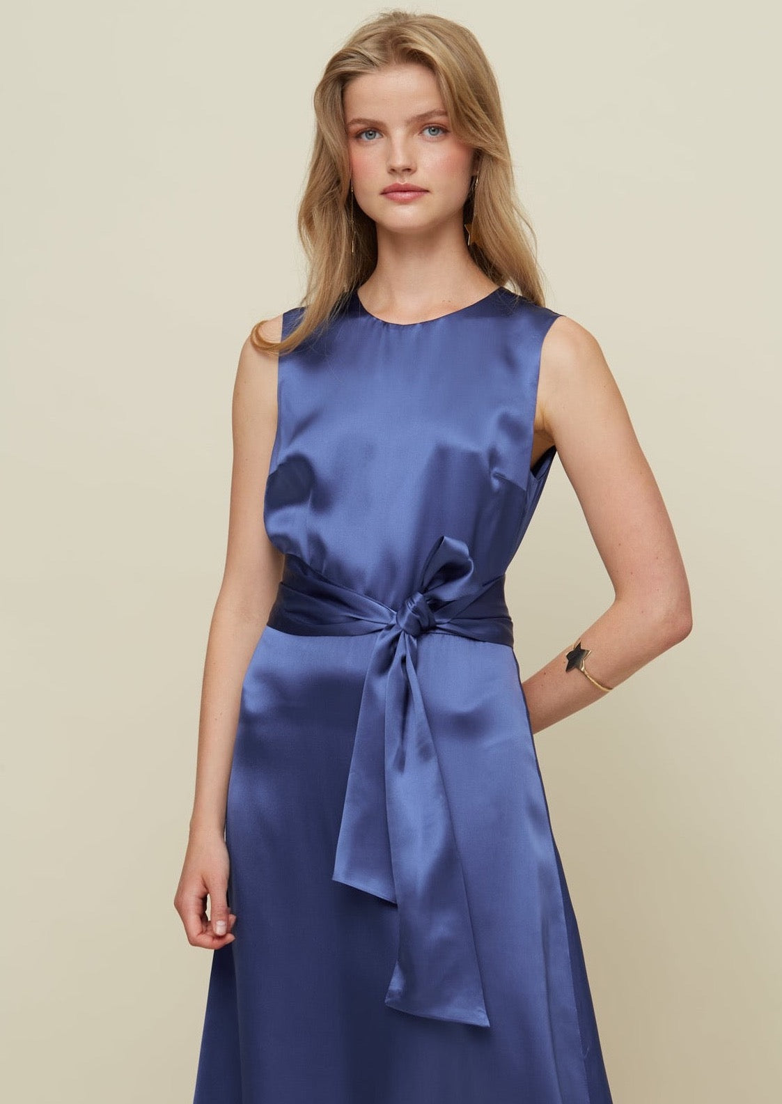 Galeria-Iris Blue Silk Dress-Justbrazil