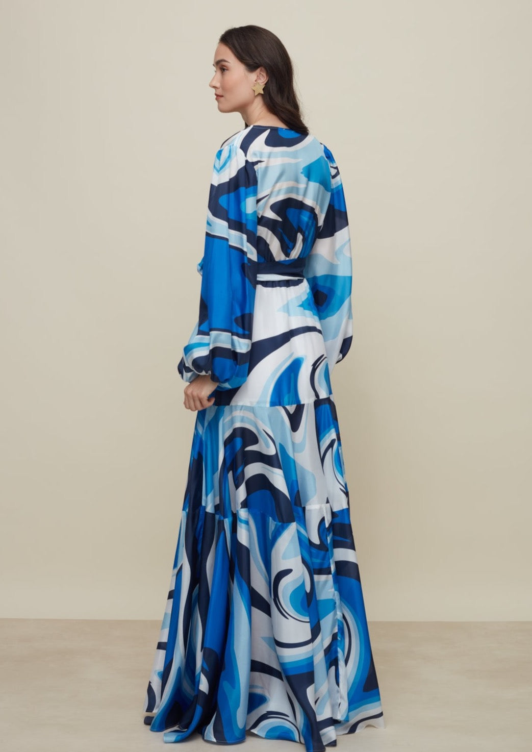Galeria-Ivy Liquid Blue Silk Dress-Justbrazil