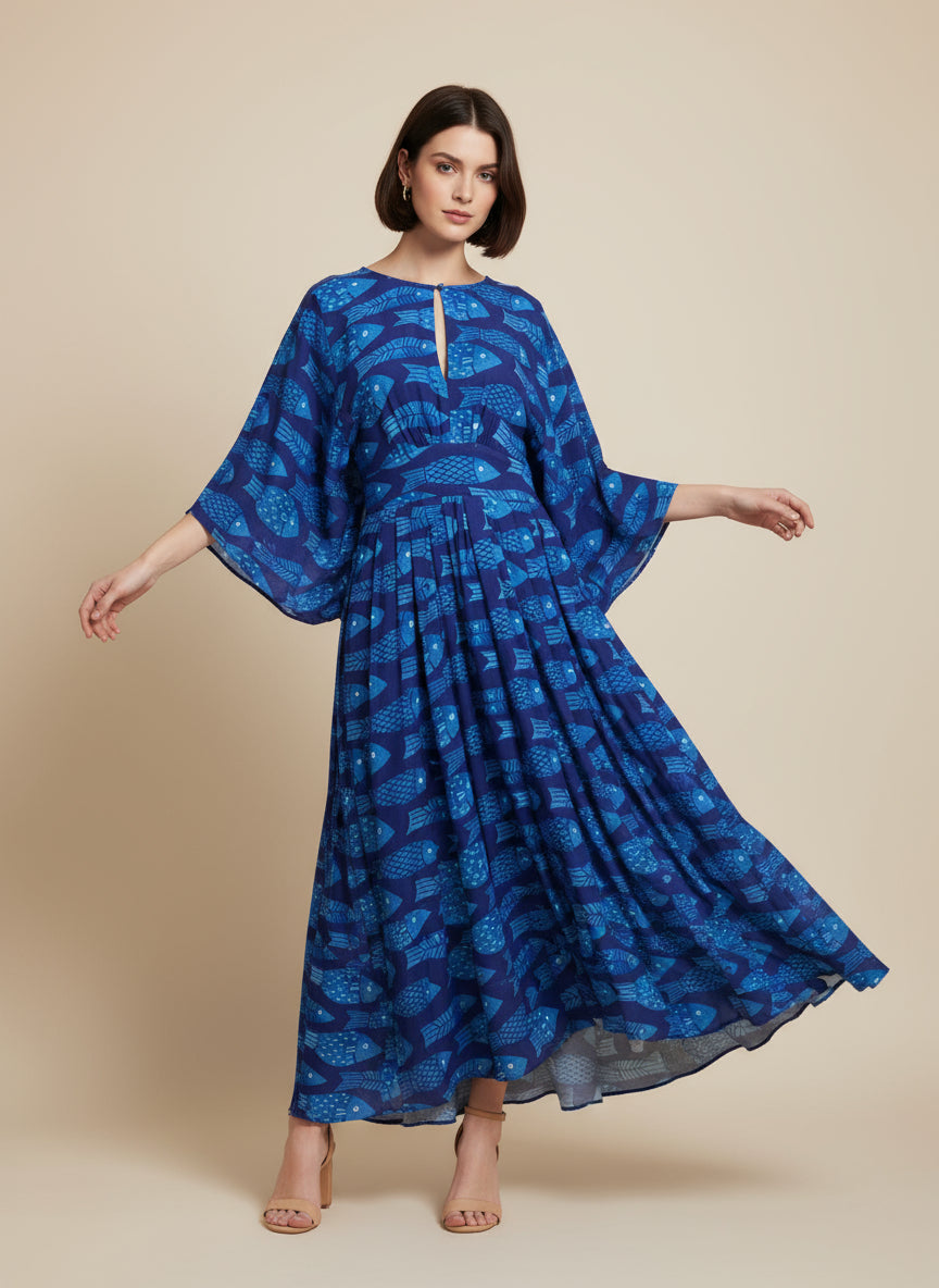 Blue patterned dress 