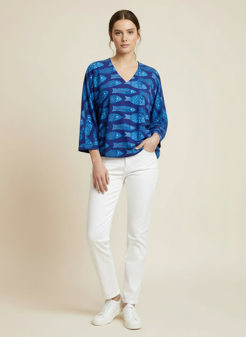 Blue patterned top 