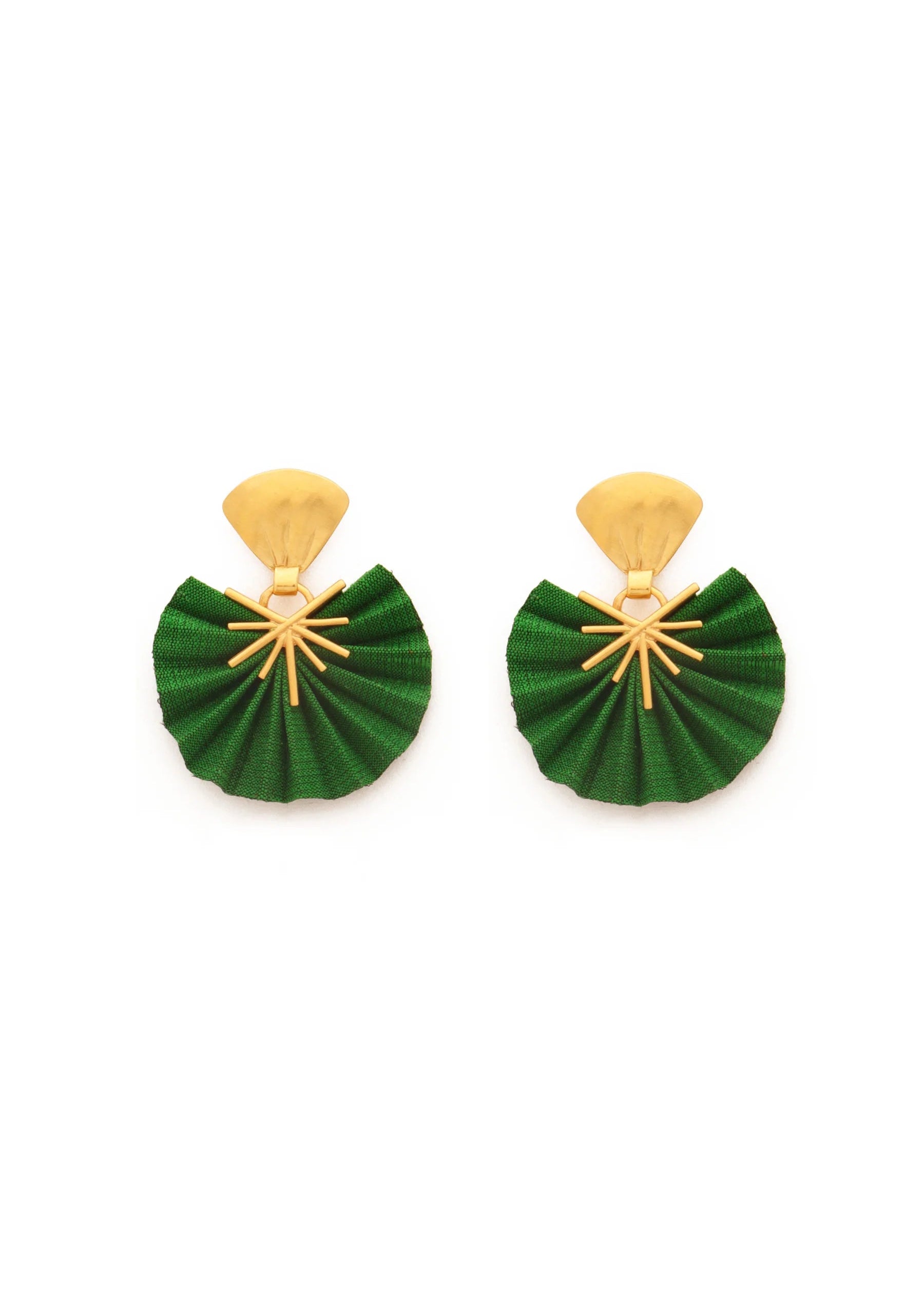 Mini Sparkle Fan Green Earrings