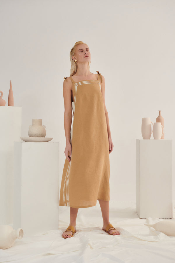 Kaftani-Liberty Beige Midi Dress-Justbrazil