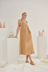 Kaftani-Liberty Beige Midi Dress-Justbrazil
