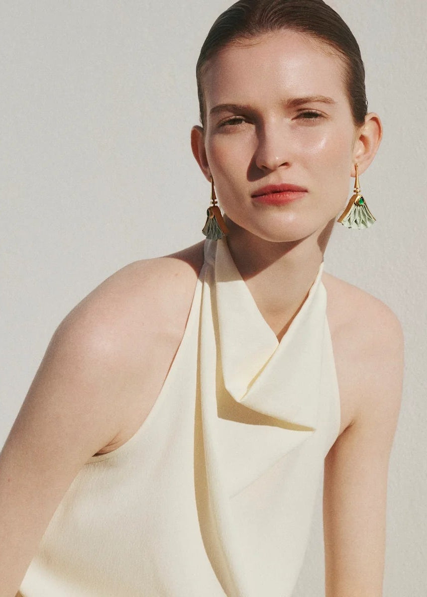 Pistachio Lotus Earrings