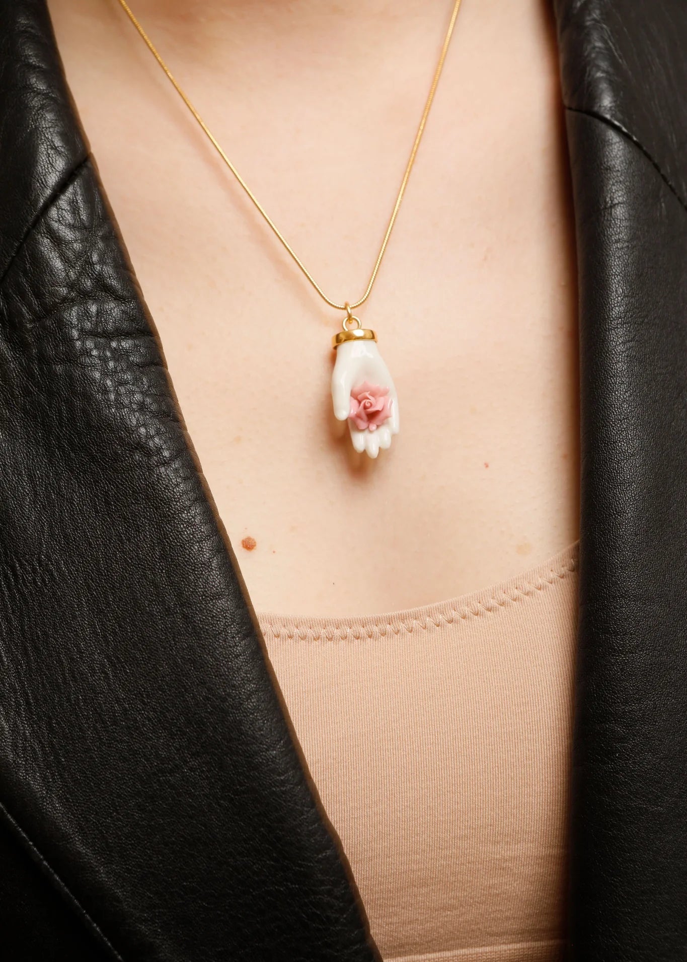 Little Hand & Rose Necklace