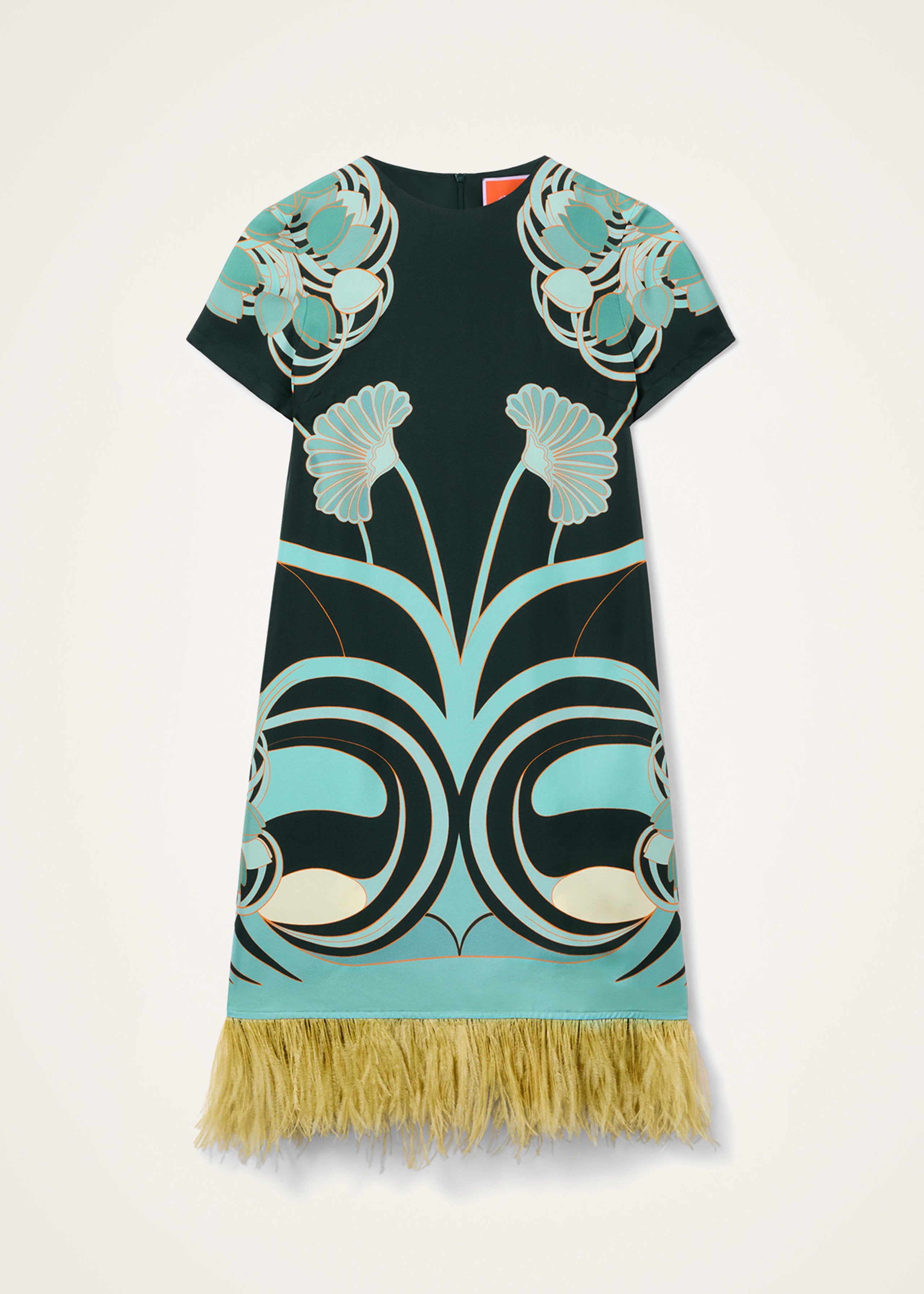 Mini Swing Dress With Feathers