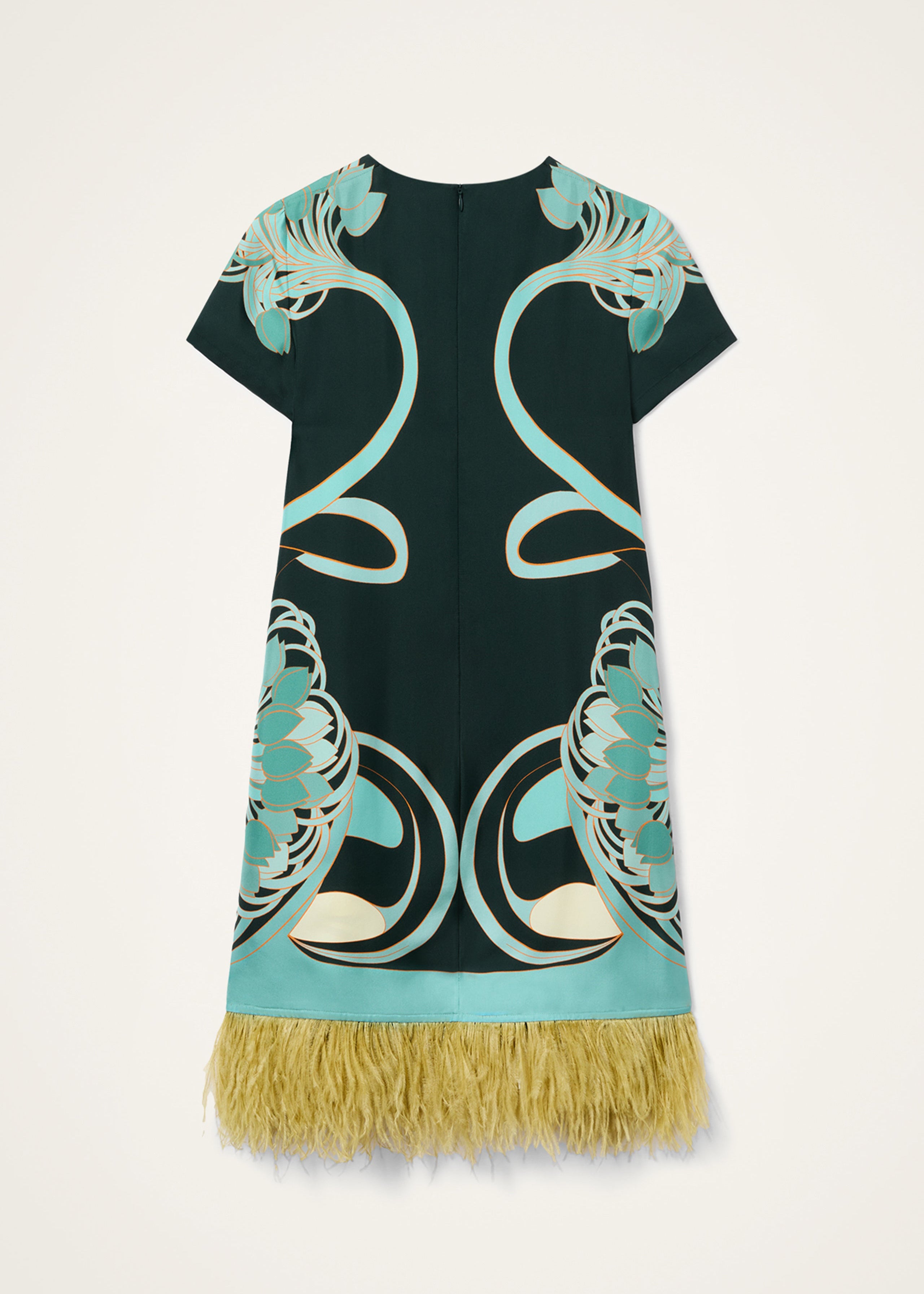 Mini Swing Dress With Feathers