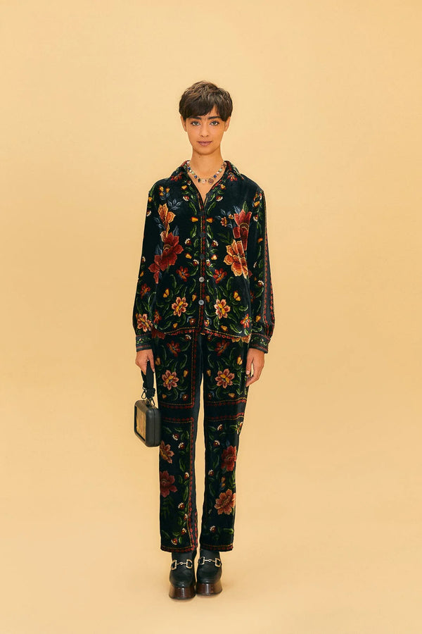 FARM-MACAWS GARDEN BLACK LONG SLEEVE SHIRT-JUST BRAZIL