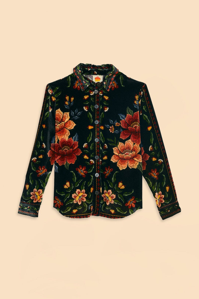 FARM-MACAWS GARDEN BLACK LONG SLEEVE SHIRT-JUST BRAZIL