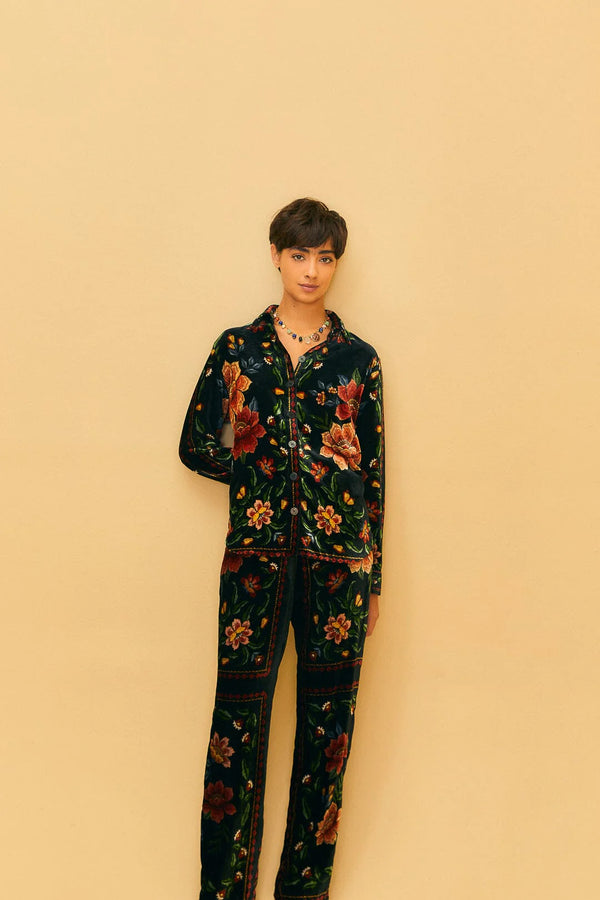 FARM-MACAWS GARDEN BLACK PANTS-JUST BRAZIL