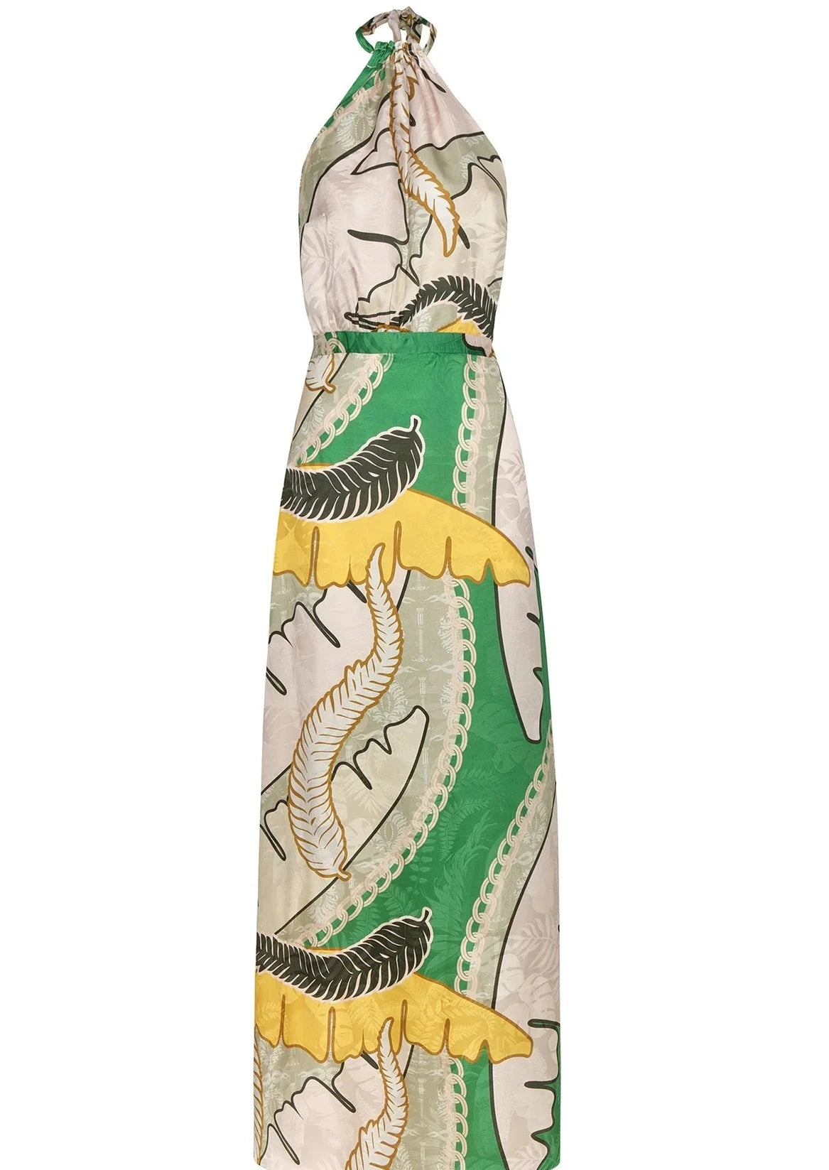 Juan de Dios-Magdalena Jacquard Maxi Dress / Green-Justbrazil