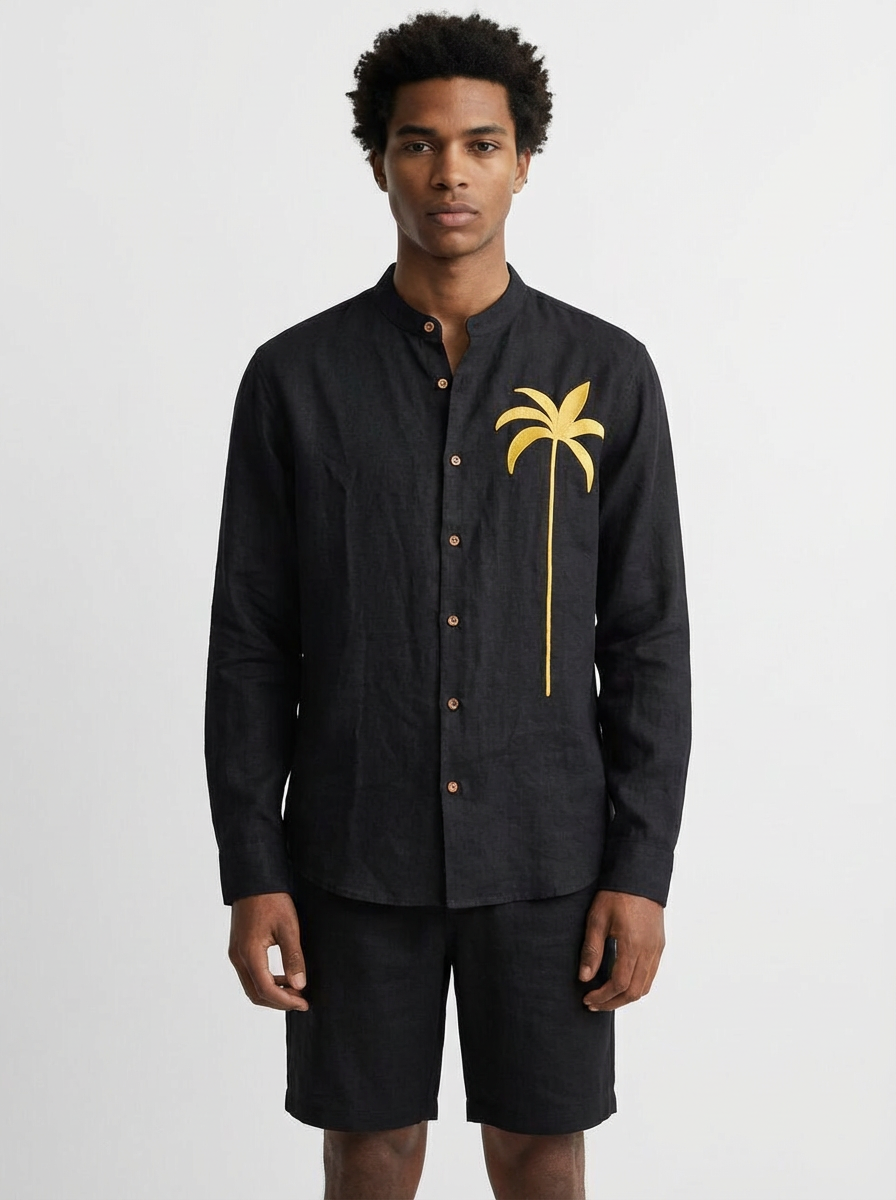 Mao Black Palm Shirt